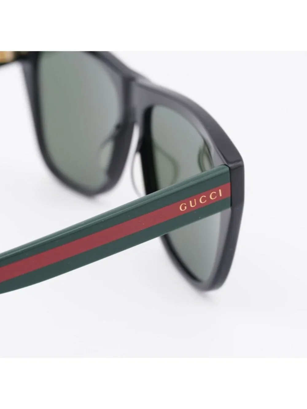 Gucci GG0926S 006 Sunglasses Black Square Frame, Green Polarized Lenses